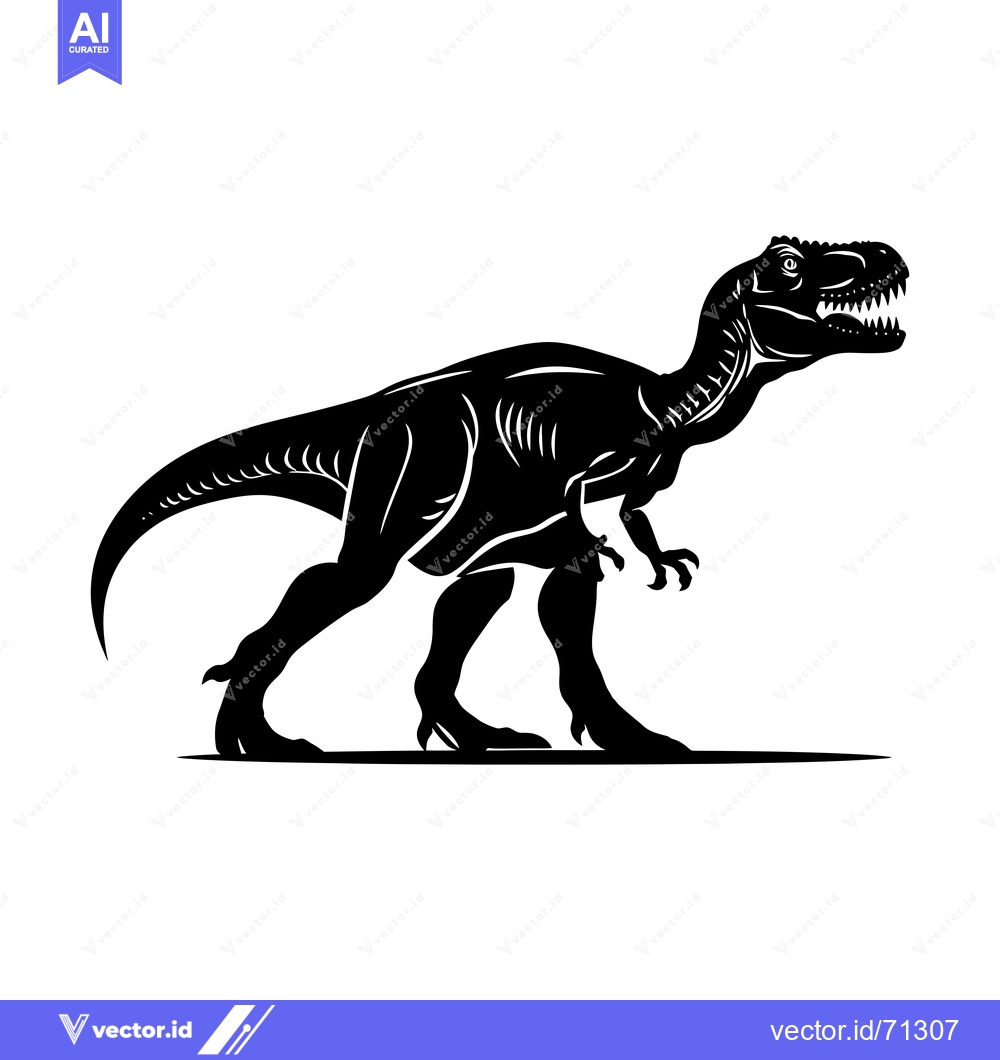 Premium Vector dari Black Silhouette of a Standing Tyrannosaurus Rex Dinosaur
