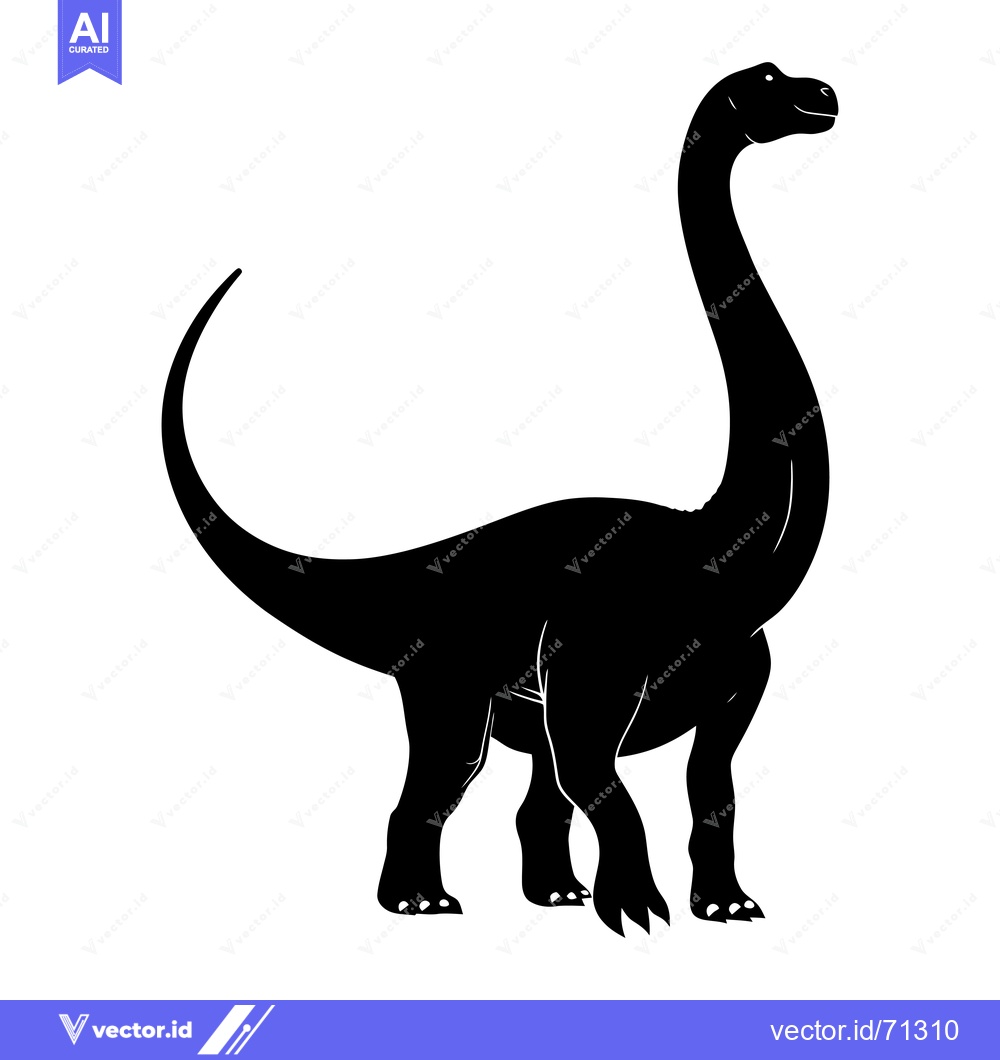Premium Vector dari Black Silhouette of a Brachiosaurus Dinosaur