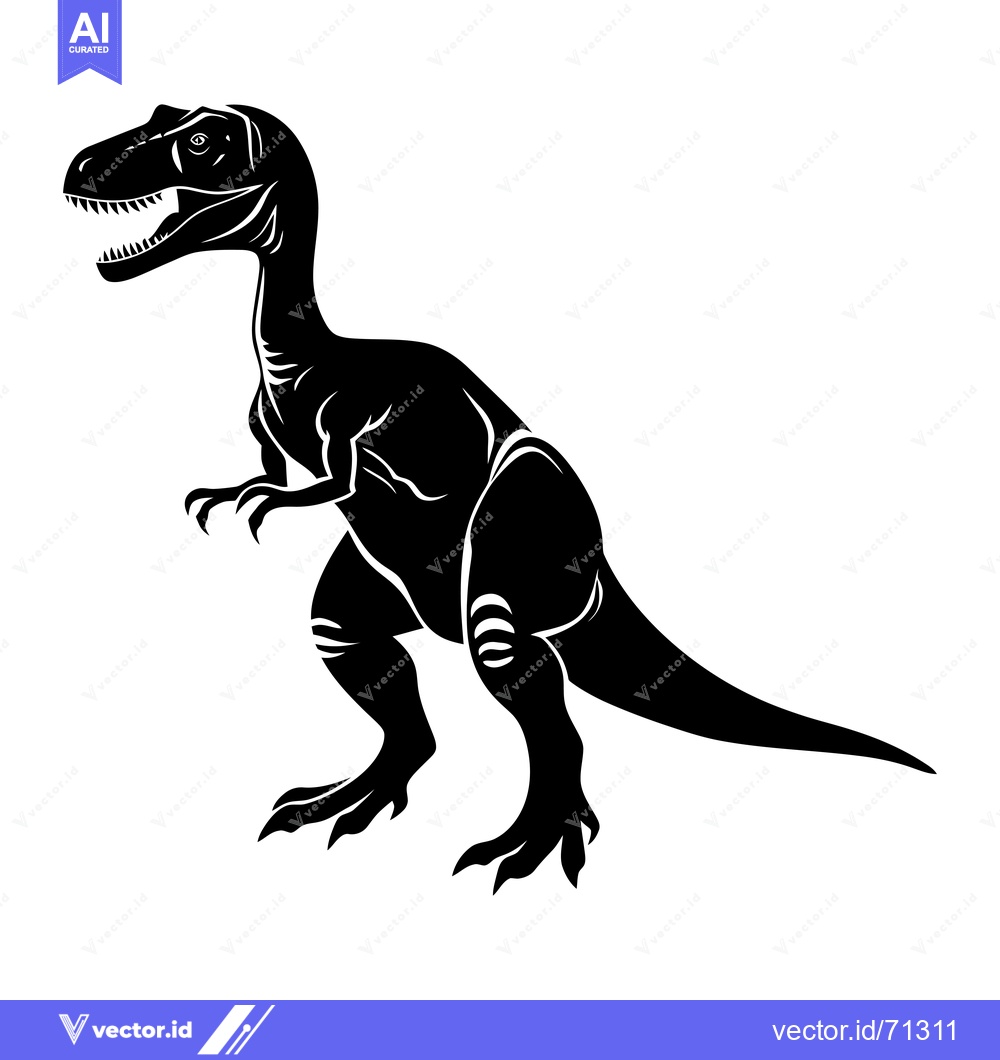 Premium Vector of Black Silhouette of a Dinosaur with an Open Mouth