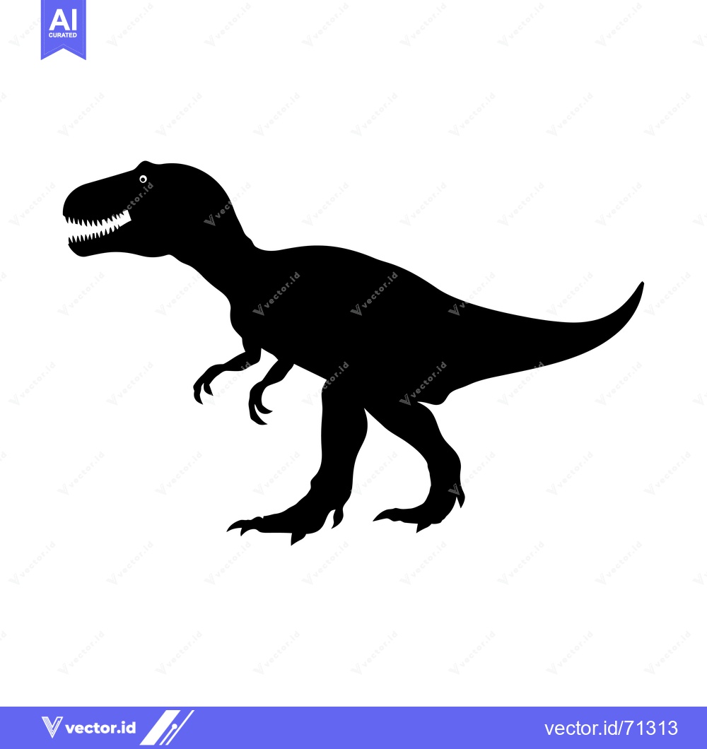 Premium Vector of Black Silhouette of a Standing Dinosaur