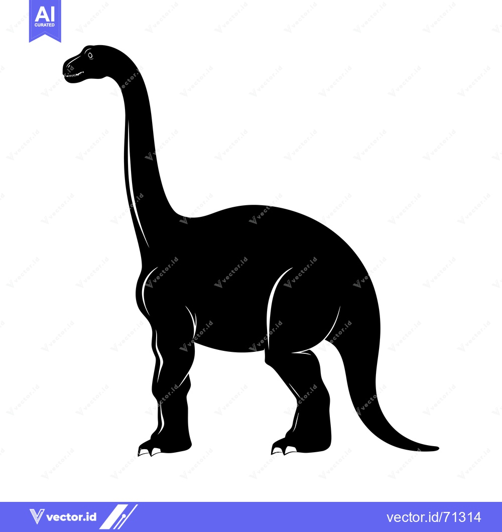 Premium Vector dari Black Silhouette of a Brachiosaurus Dinosaur