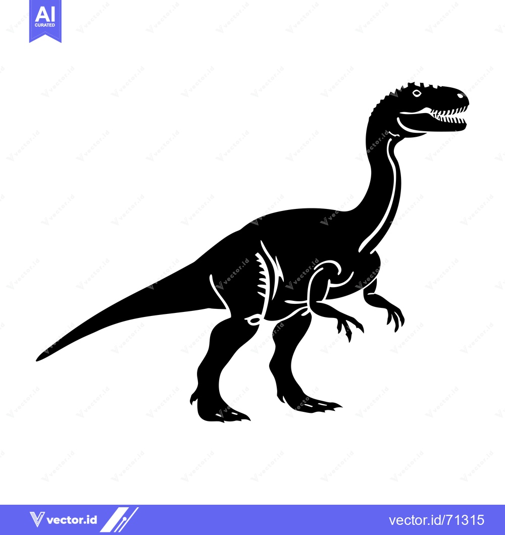 Premium Vector dari Black and White Silhouette of a Dinosaur with Long Neck and Sharp Claw