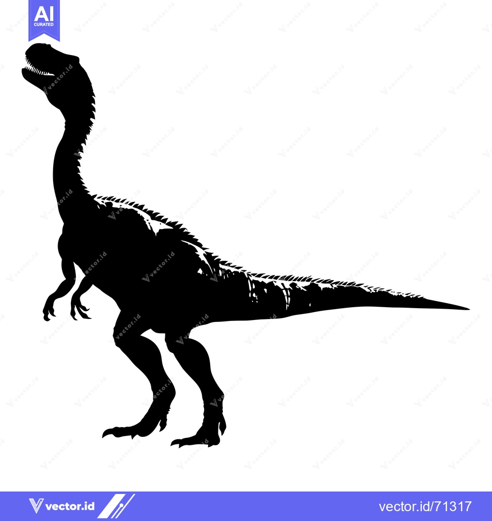 Premium Vector dari Black Silhouette of a Standing Dinosaur