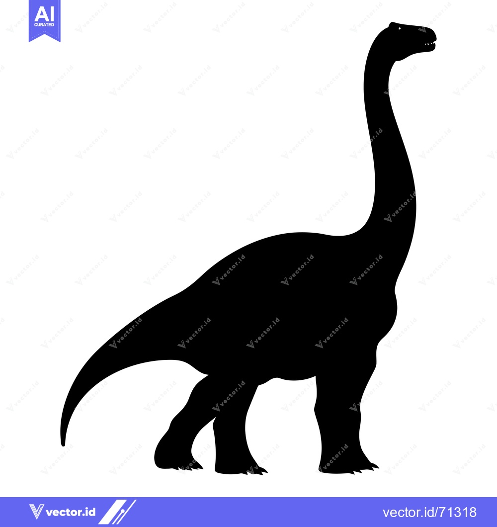 Premium Vector of Black Silhouette of a Standing Brachiosaurus Dinosaur