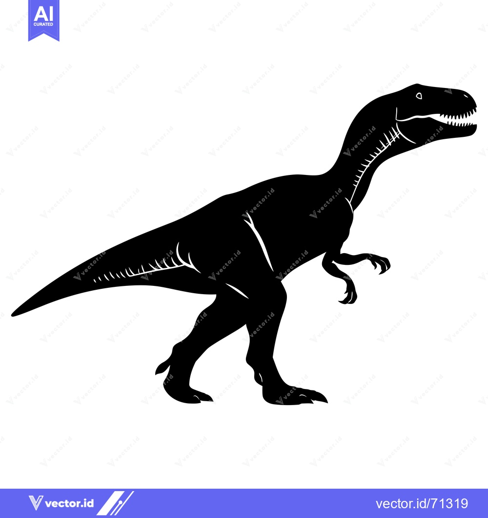 Premium Vector dari Black Silhouette of a Walking Dinosaur