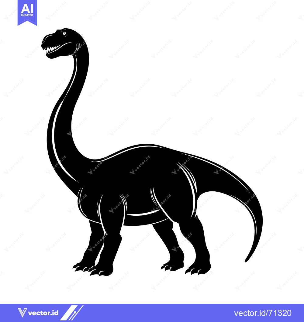 Premium Vector dari Black Silhouette of a Brachiosaurus Dinosaur