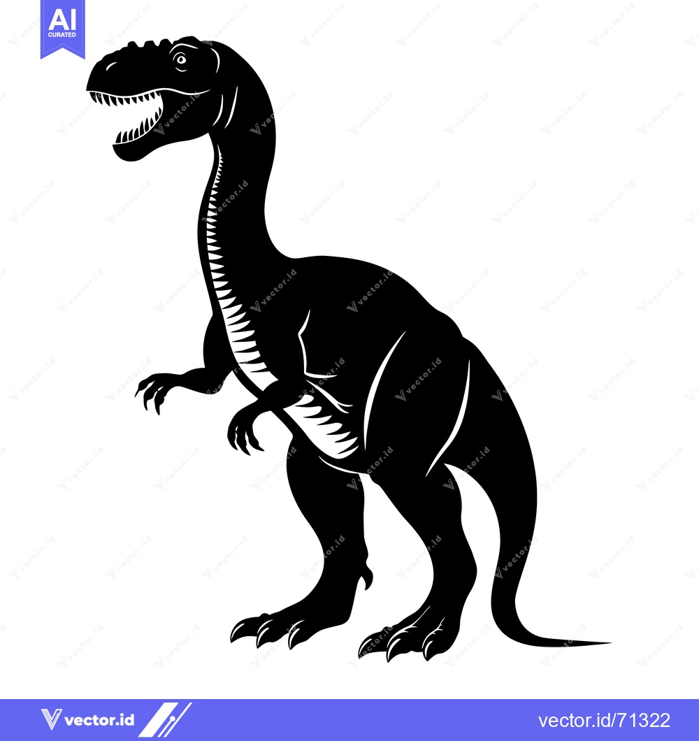 Premium Vector dari Black Silhouette of a Standing Dinosaur with Claws and Teeth