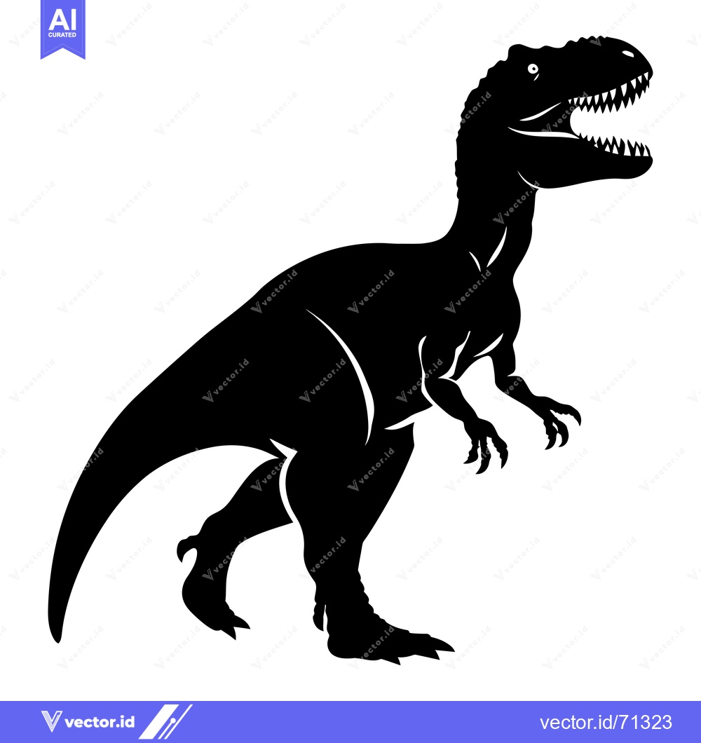Premium Vector of Black silhouette of a roaring tyrannosaurus rex dinosaur