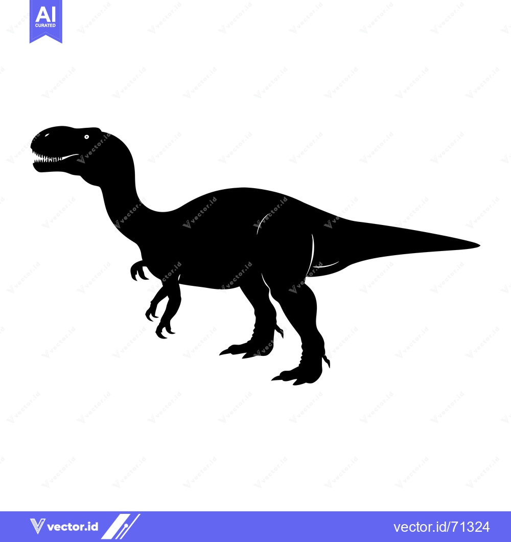 Premium Vector of Black Silhouette of a Standing Dinosaur