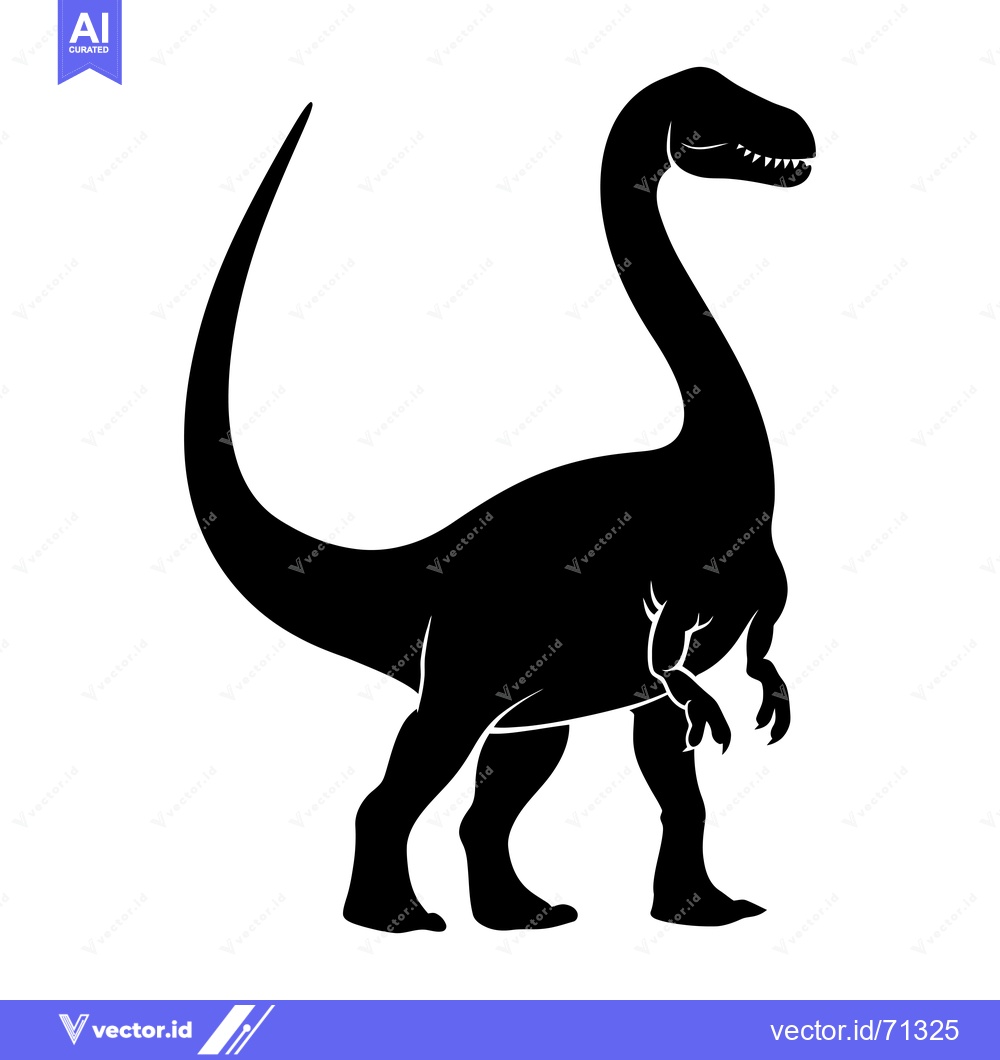 Premium Vector dari Black Silhouette of a Standing Dinosaur with a Long Tail