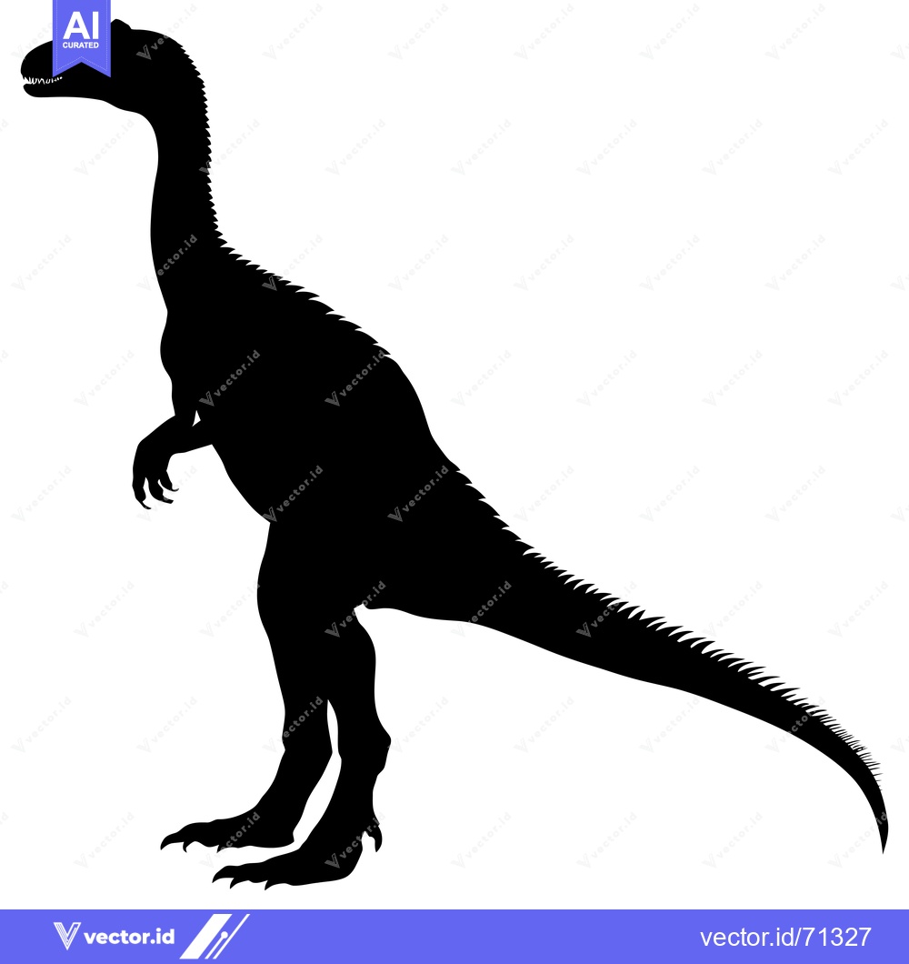 Premium Vector of Black Silhouette of a Standing Dinosaur