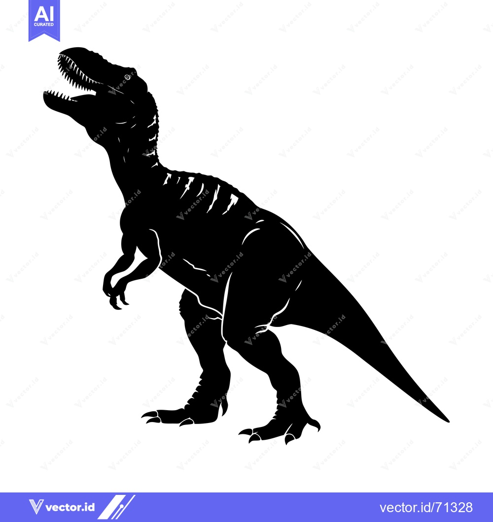 Premium Vector dari Silhouette of a Tyrannosaurus Rex Dinosaur Standing with Mouth Open