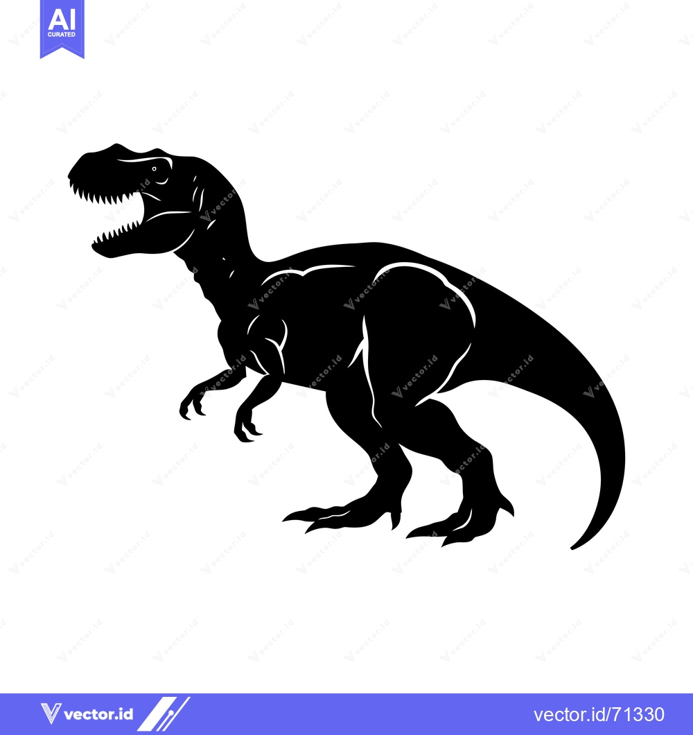 Premium Vector of Black Silhouette of a Roaring Tyrannosaurus Rex Dinosaur