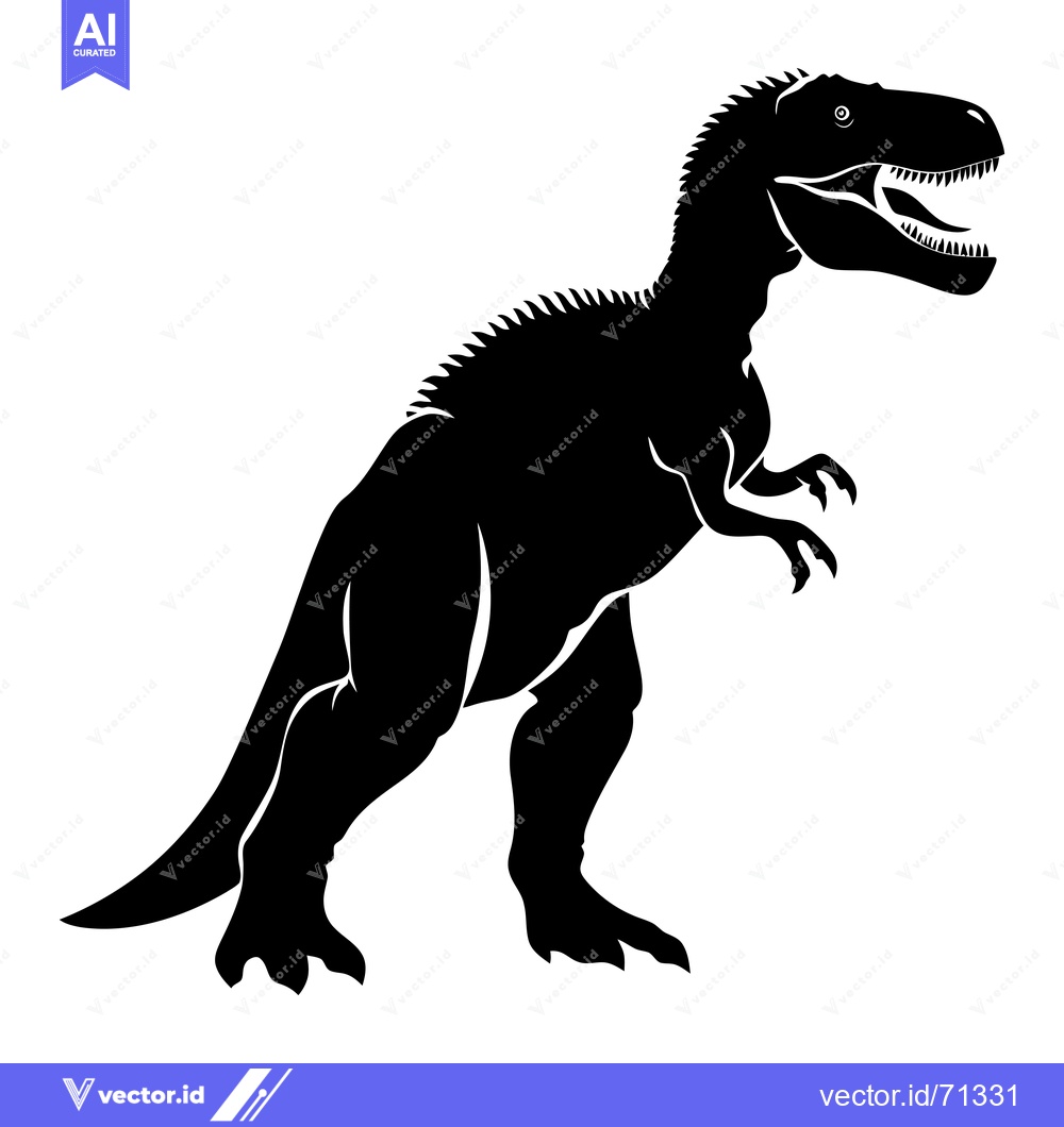 Premium Vector dari Black silhouette of a Tyrannosaurus Rex dinosaur standing and roaring
