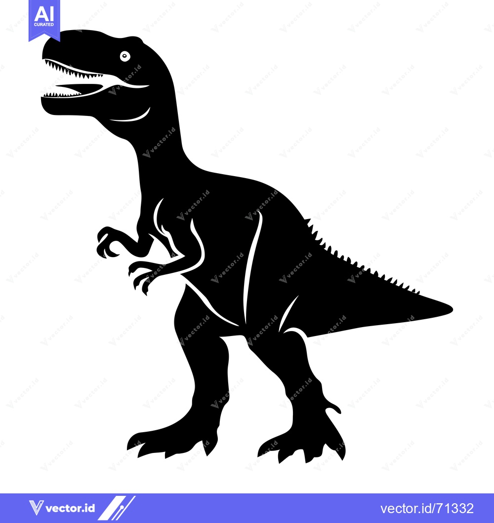 Premium Vector of Black silhouette of a dinosaur with sharp teeth and claws