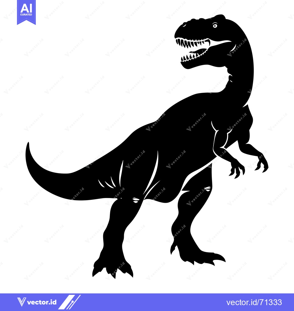 Premium Vector dari Black Silhouette of a Standing Dinosaur with Sharp Claws and Teeth