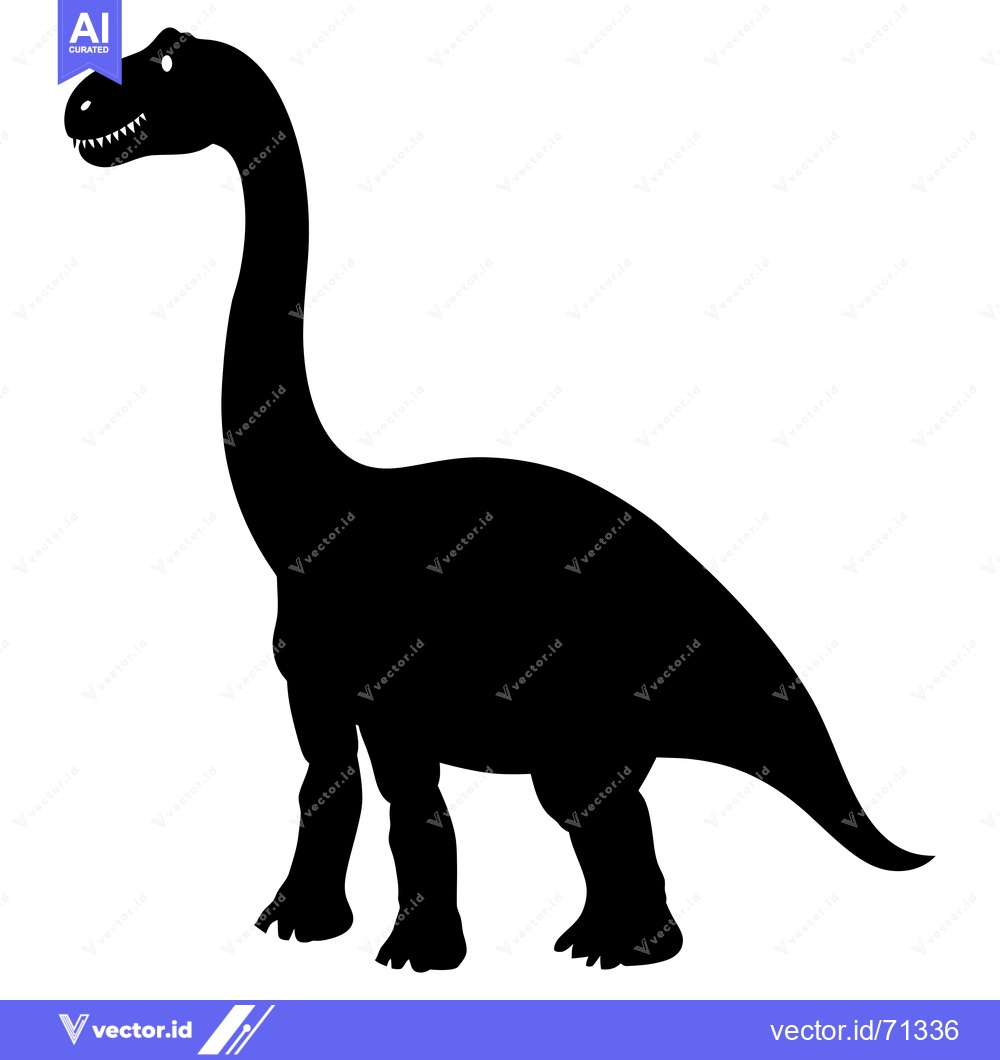 Premium Vector dari Black Silhouette of a Standing Brachiosaurus Dinosaur