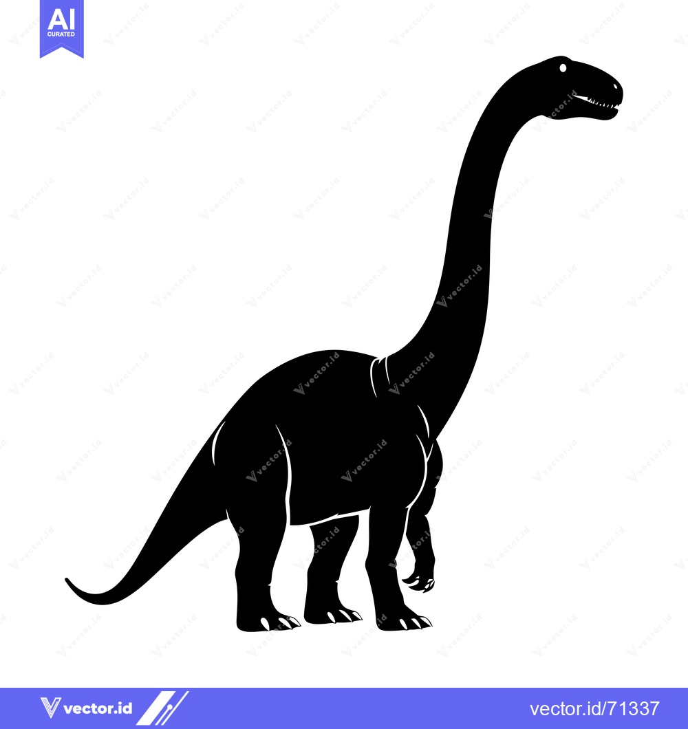 Premium Vector dari Black and White Silhouette of a Standing Dinosaur