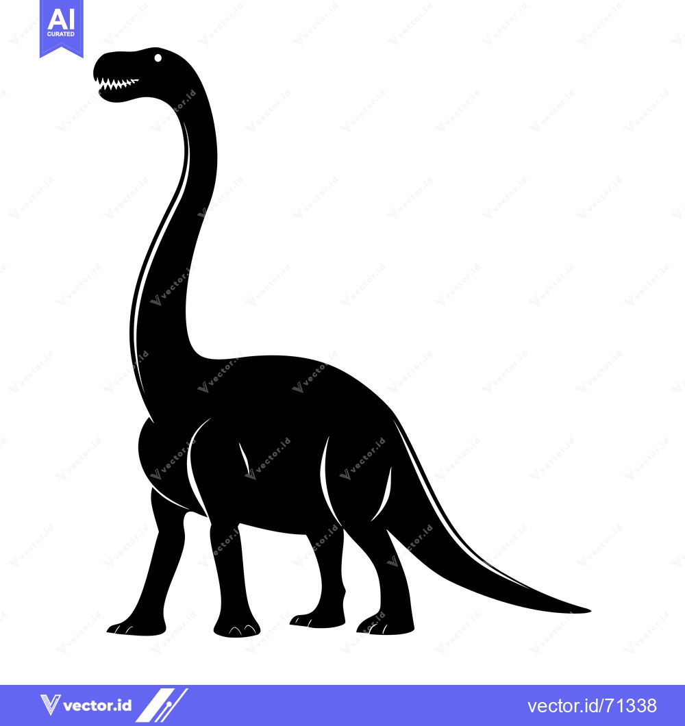 Premium Vector dari Black and White Silhouette of a Standing Dinosaur