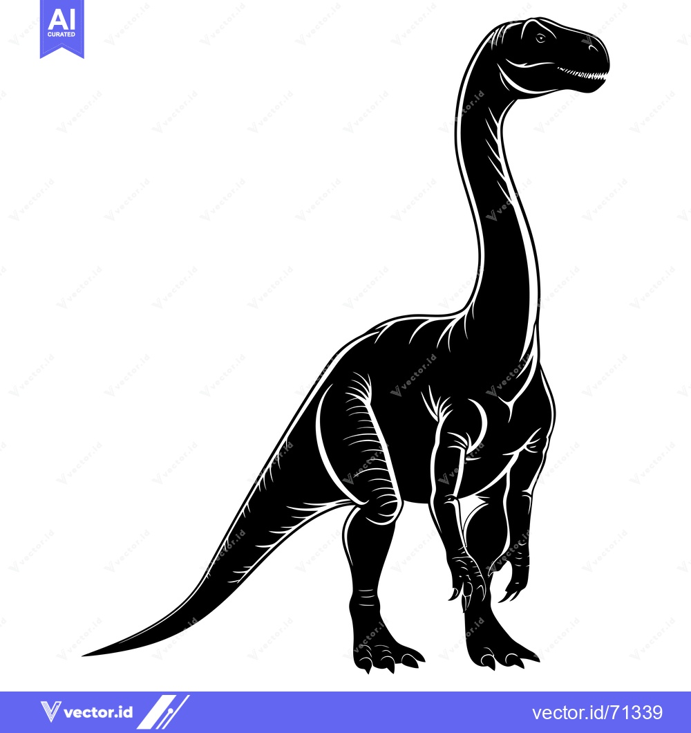 Premium Vector dari Black and White Silhouette of a Standing Dinosaur