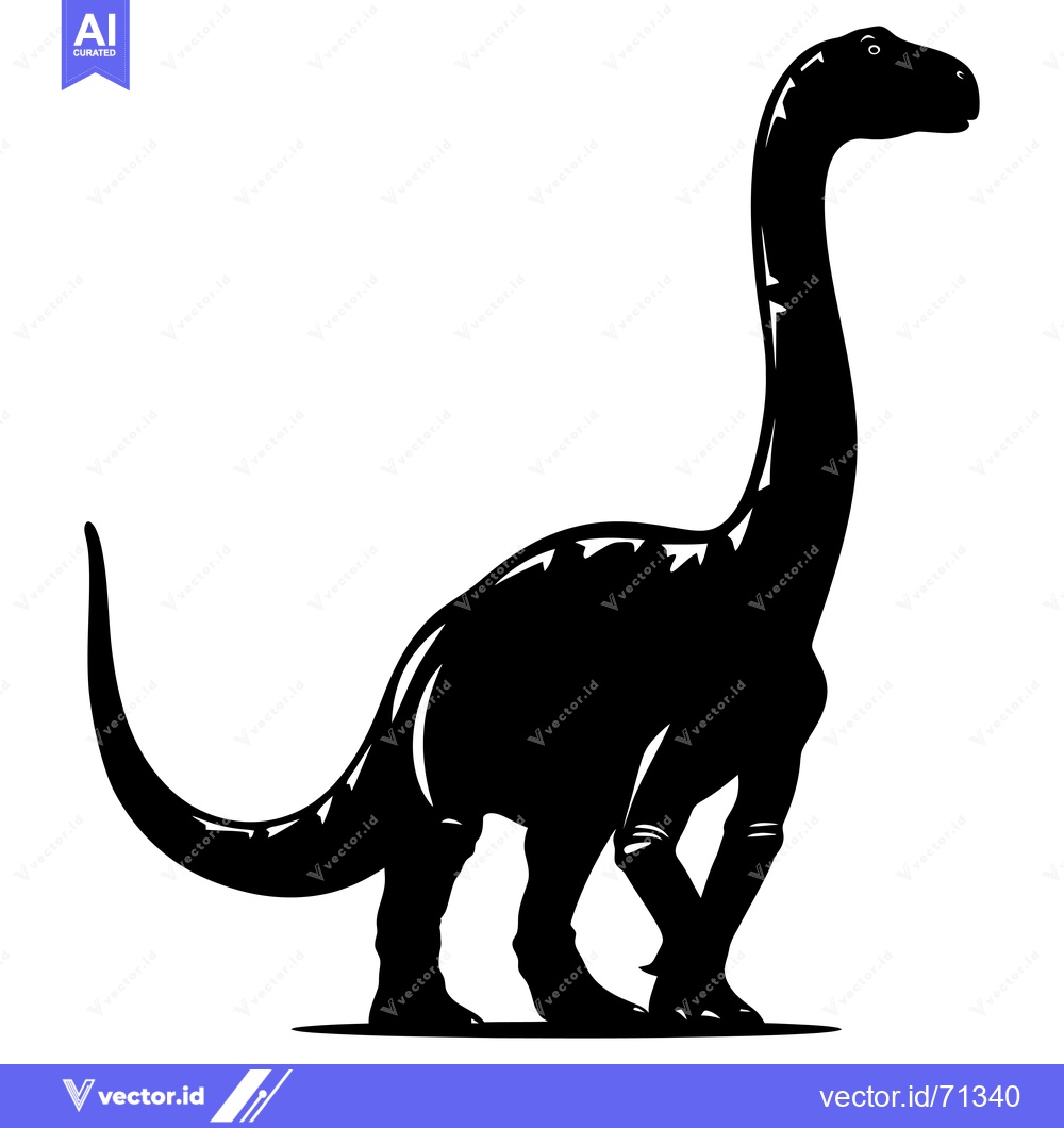 Premium Vector dari Black and White Silhouette of a Standing Dinosaur
