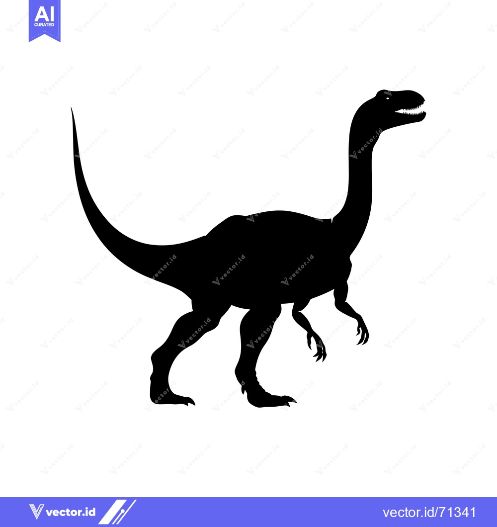 Premium Vector dari Black Silhouette of a Standing Dinosaur