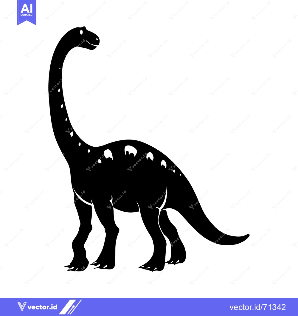Premium Vector dari Black and White Silhouette of a Brachiosaurus Dinosaur