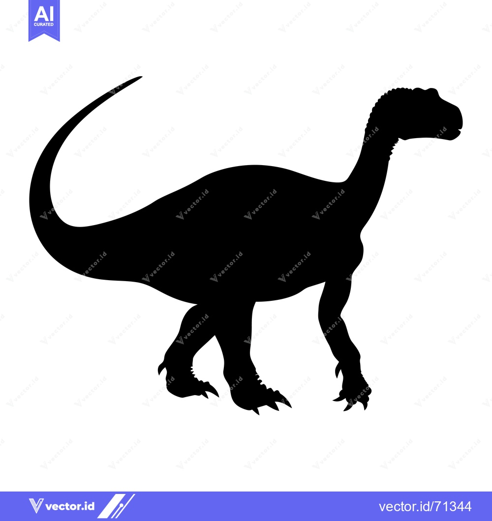 Premium Vector dari Black Silhouette of a Dinosaur with a Long Neck and Tail