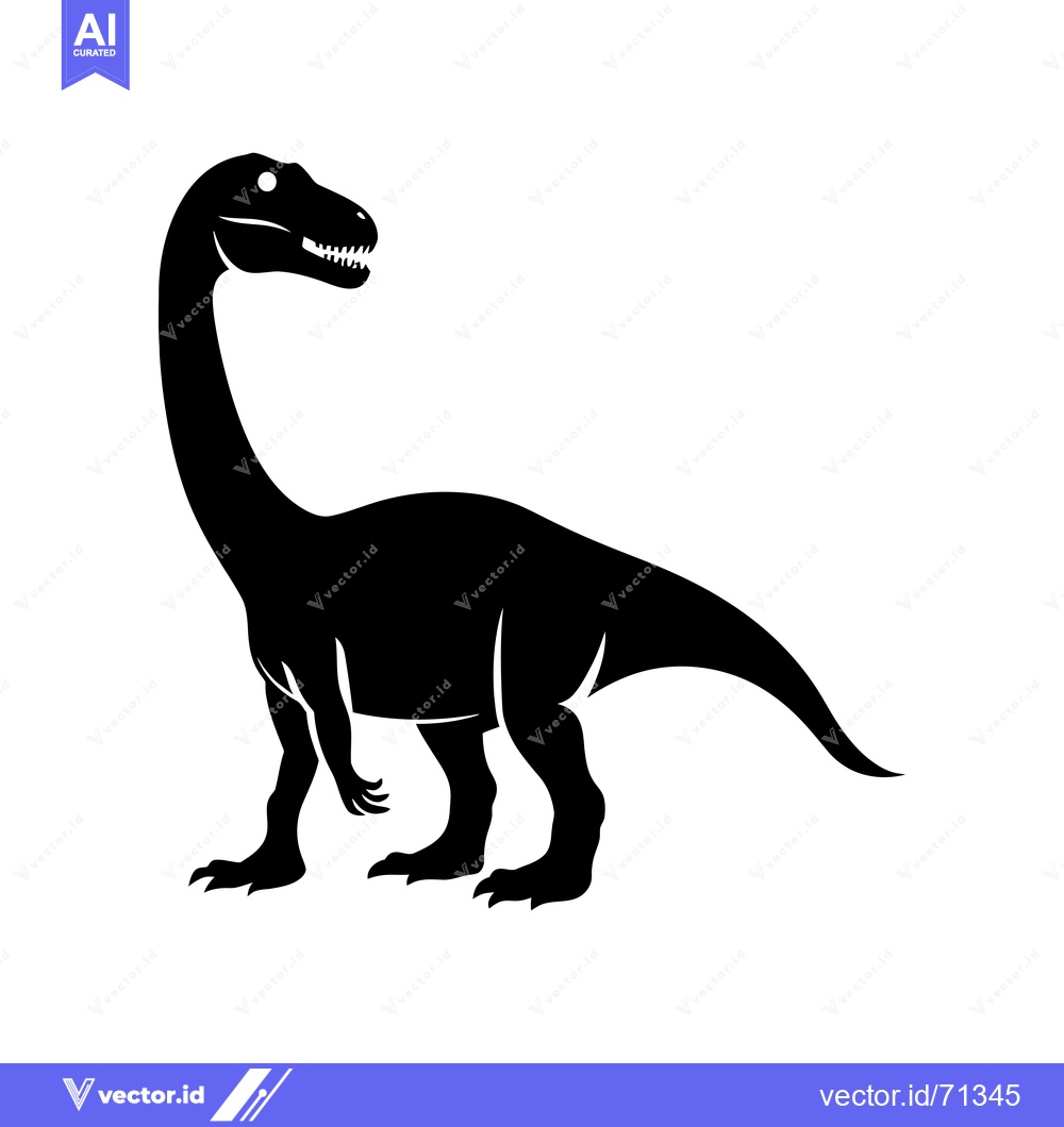 Premium Vector dari Black and White Silhouette of a Dinosaur