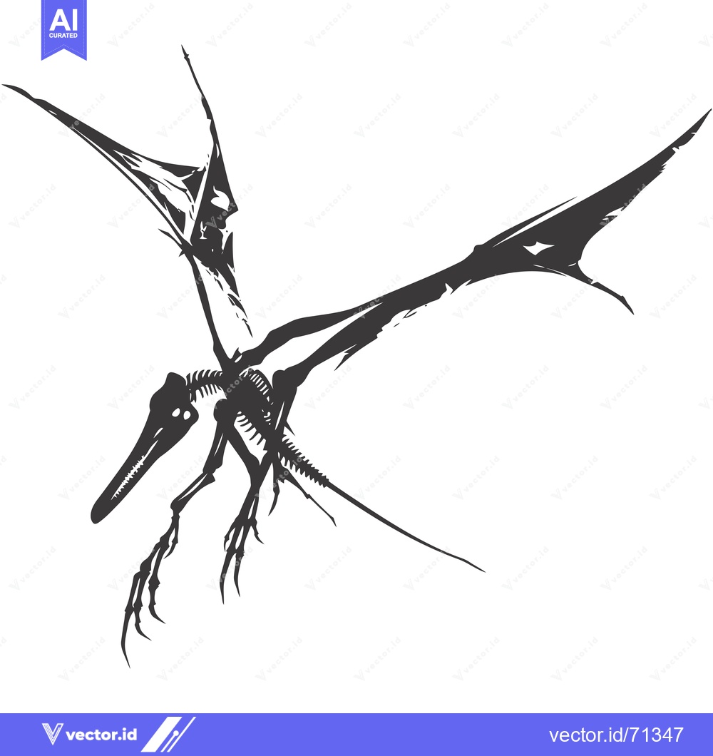 Premium Vector dari Skeleton of a Pterodactyl with Spread Wings