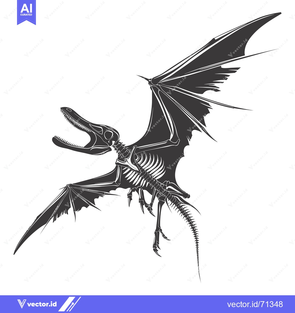 Premium Vector dari Skeletal Illustration of a Flying Dinosaur in Flight