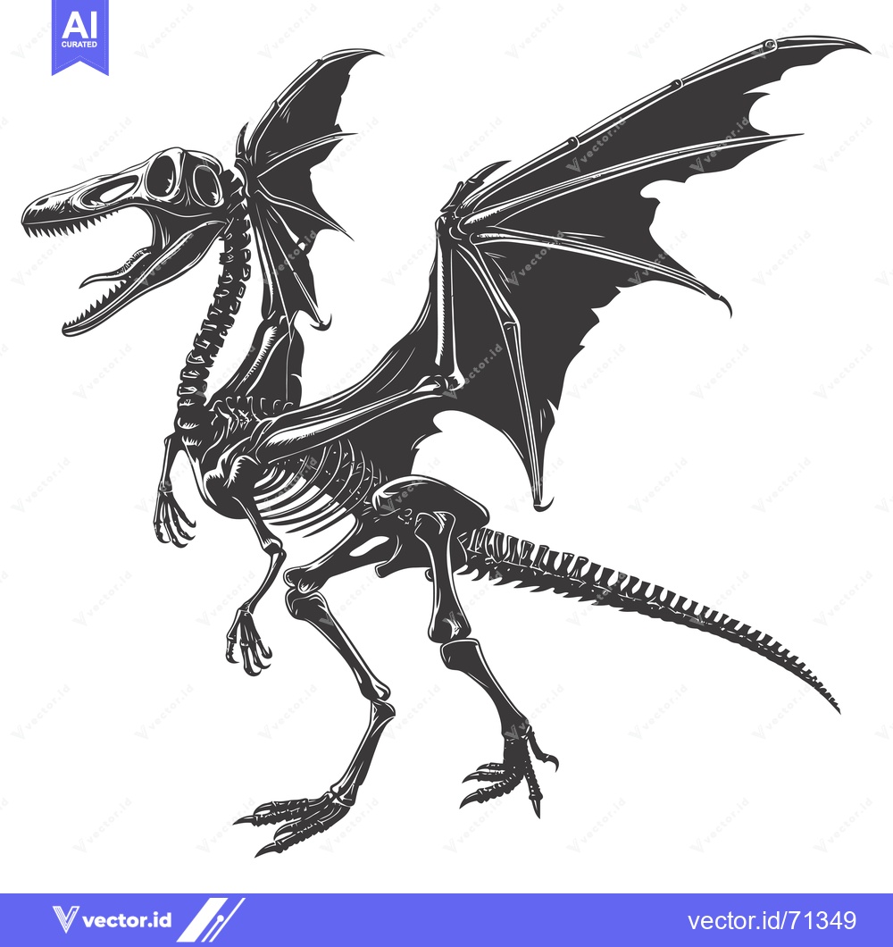 Premium Vector dari Skeletal Dragon with Spread Wings