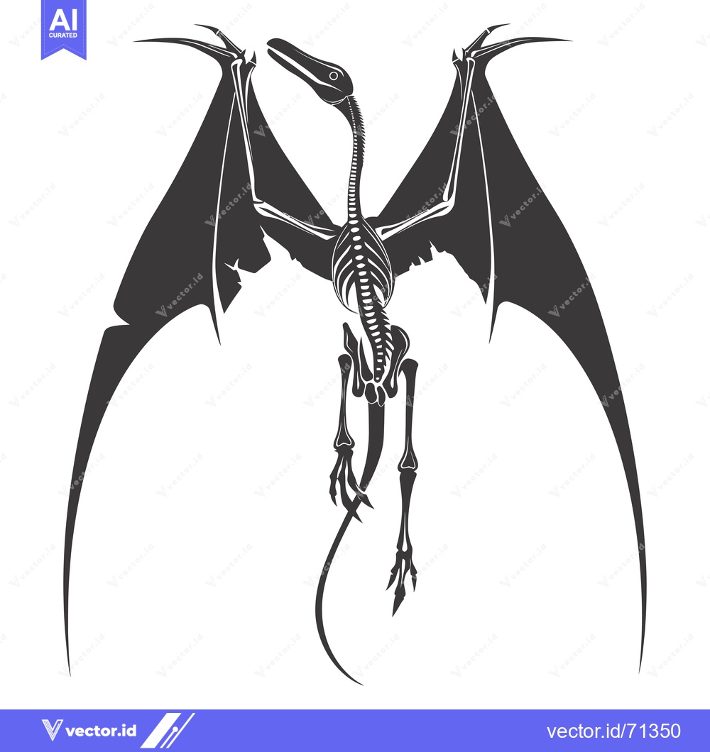 Premium Vector dari Pterodactyl Skeleton with Spread Wings