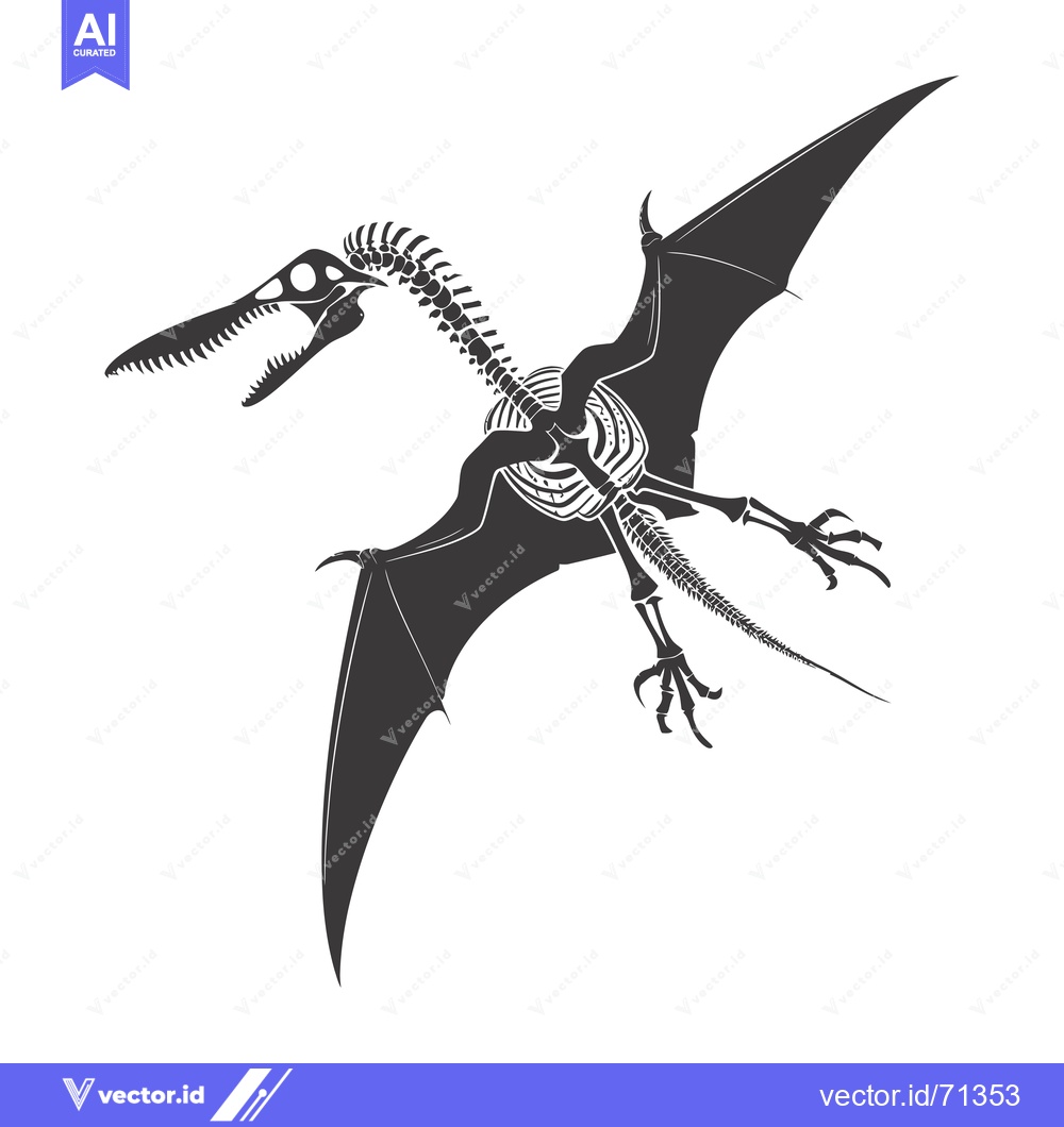 Premium Vector of Pterodactyl Skeleton Silhouette in Flight
