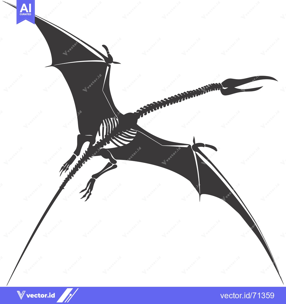 Premium Vector dari Silhouette of a Pterodactyl Skeleton in Flight