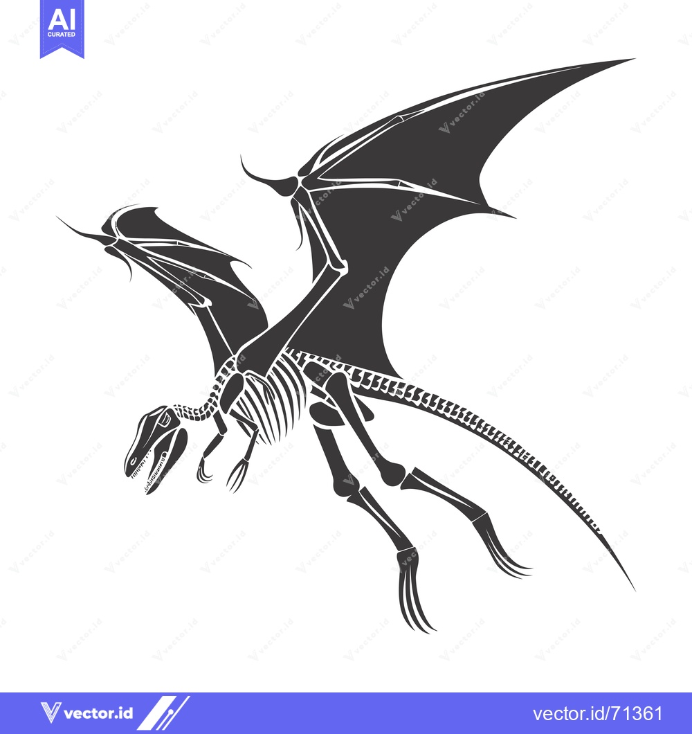 Premium Vector of Skeleton of a Pterodactyl in Flight