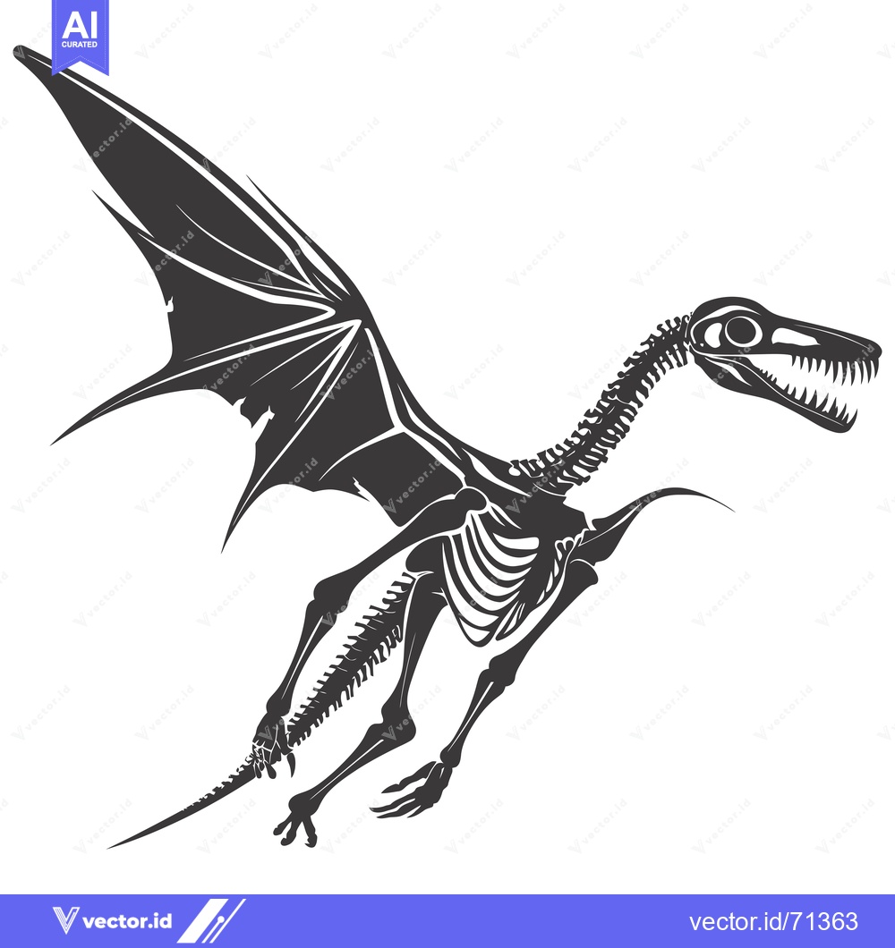 Premium Vector of Skeletal Dragon in Flight with Wings Outspread