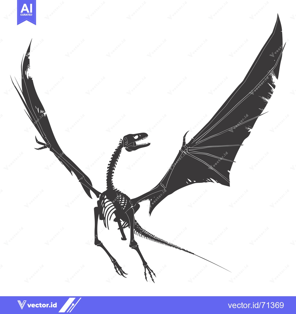 Premium Vector dari Skeletal Dragon in Flight with Open Wings