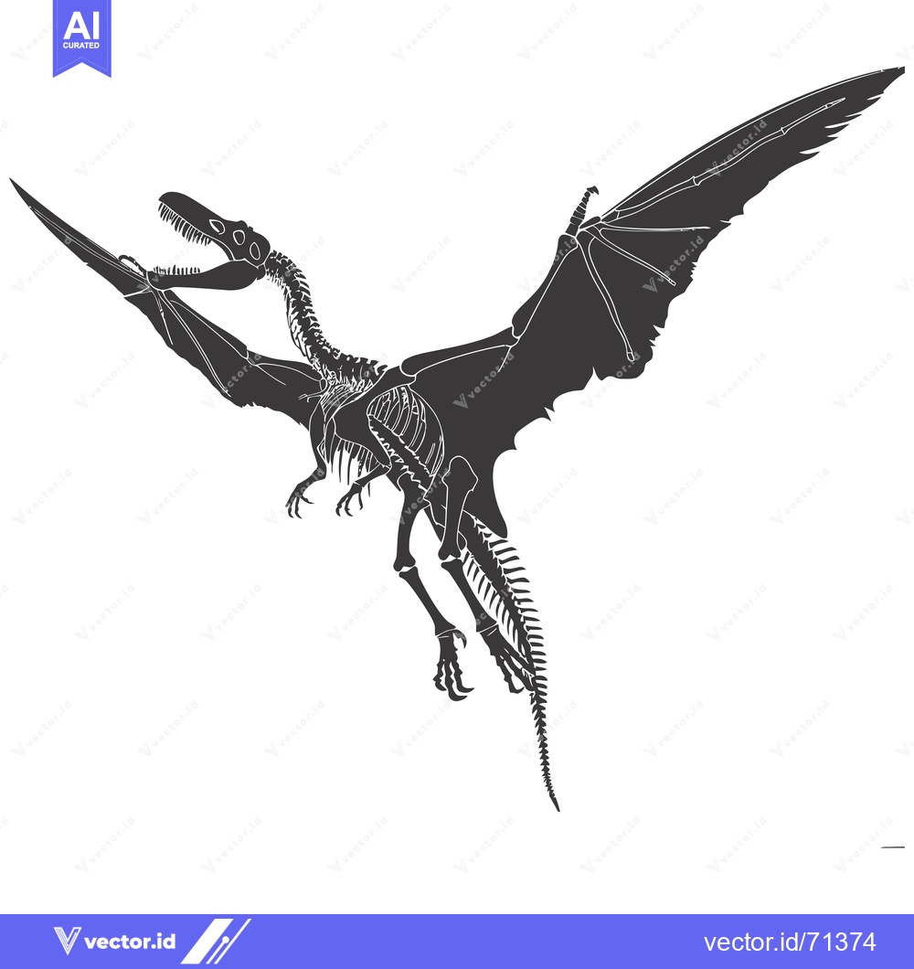 Premium Vector dari Skeletal depiction of a flying pterosaur with outstretched wings