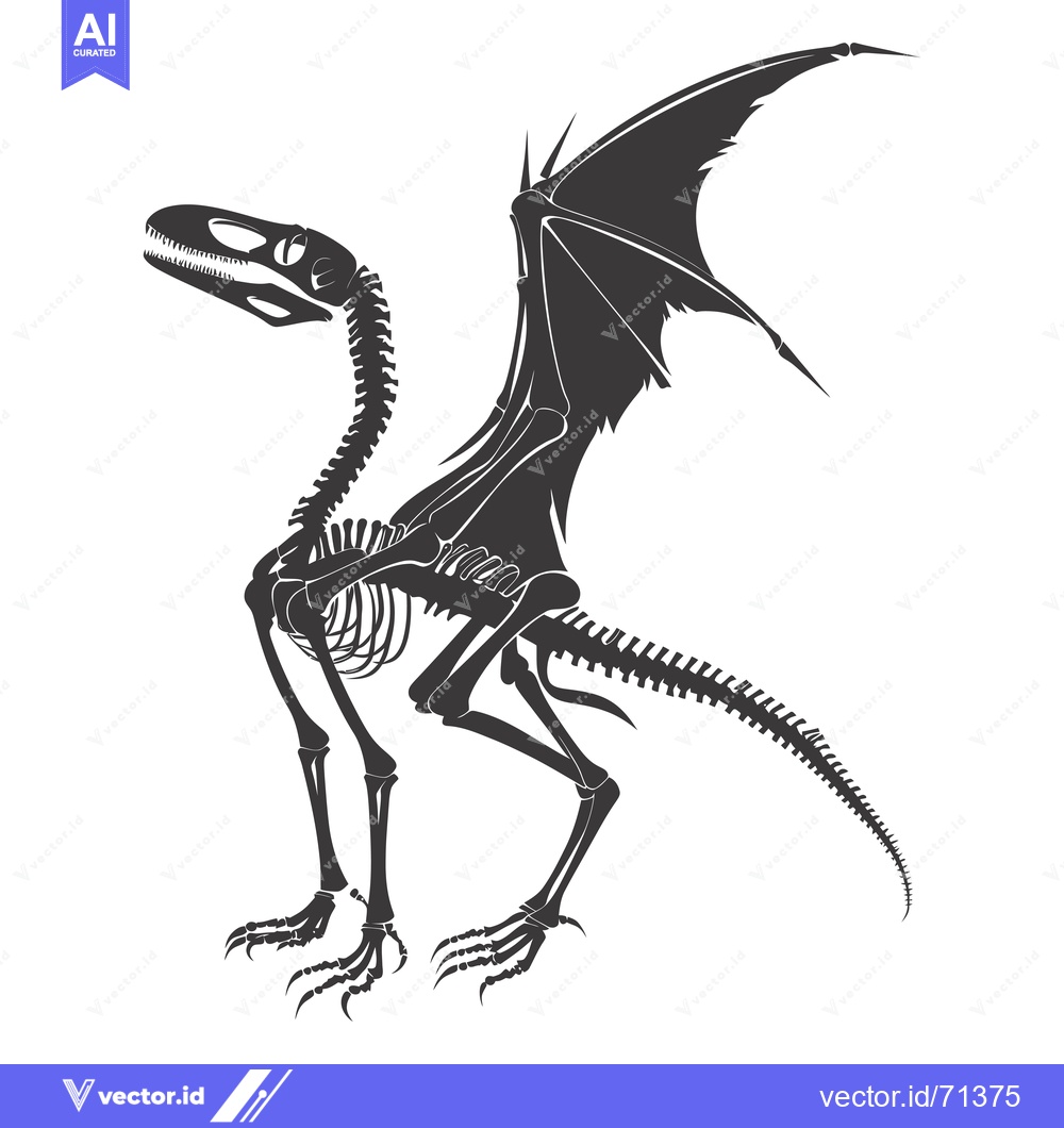 Premium Vector dari Skeleton of a Dragon-like Creature with Spiked Wings