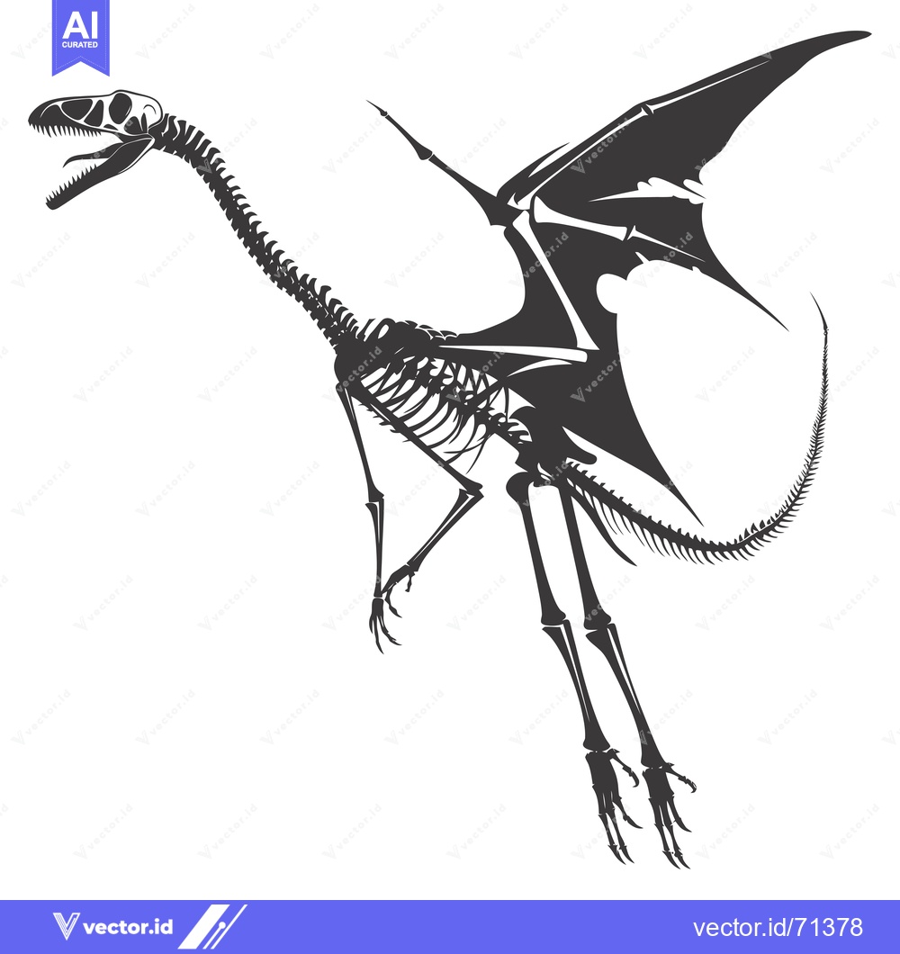 Premium Vector of Skeletal Dragon in Flight with Extended Wings and Tail