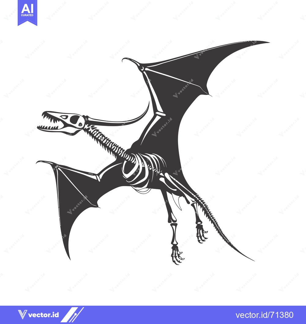 Premium Vector dari Skeletal Dragon in Flight with Spread Wings