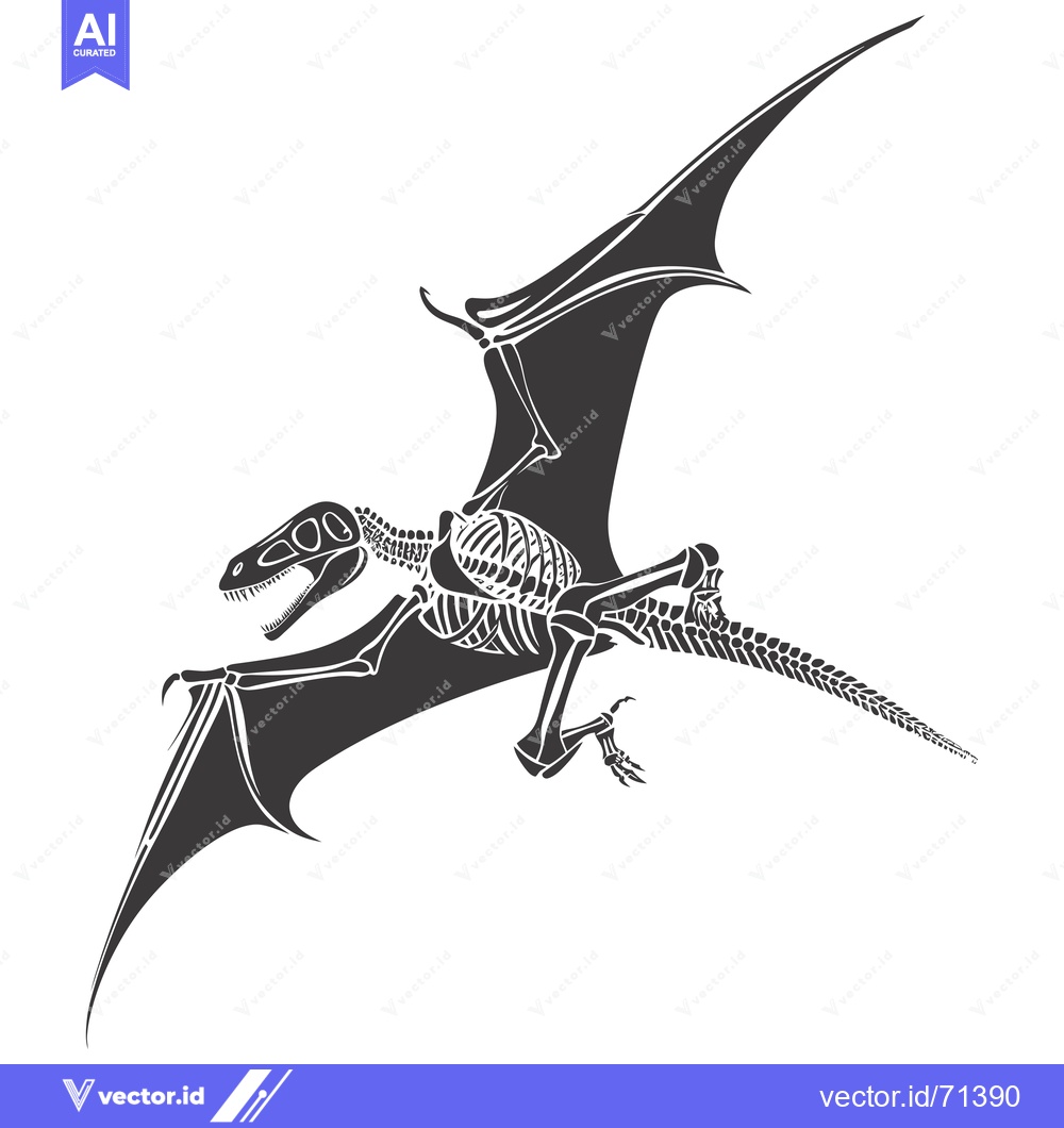 Premium Vector dari A Detailed Skeleton of a Pterodactyl in Flight
