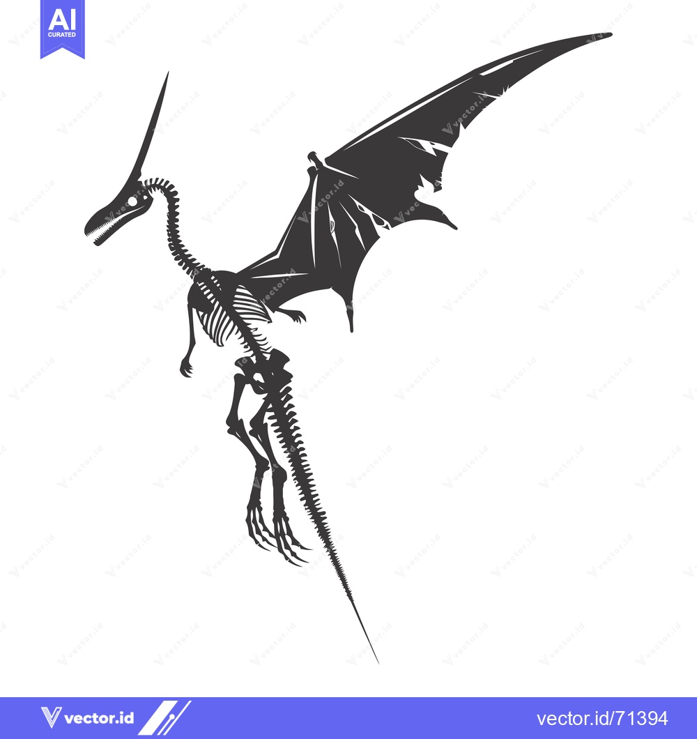 Premium Vector of Skeletal Dragon with Wings Spread in Flight