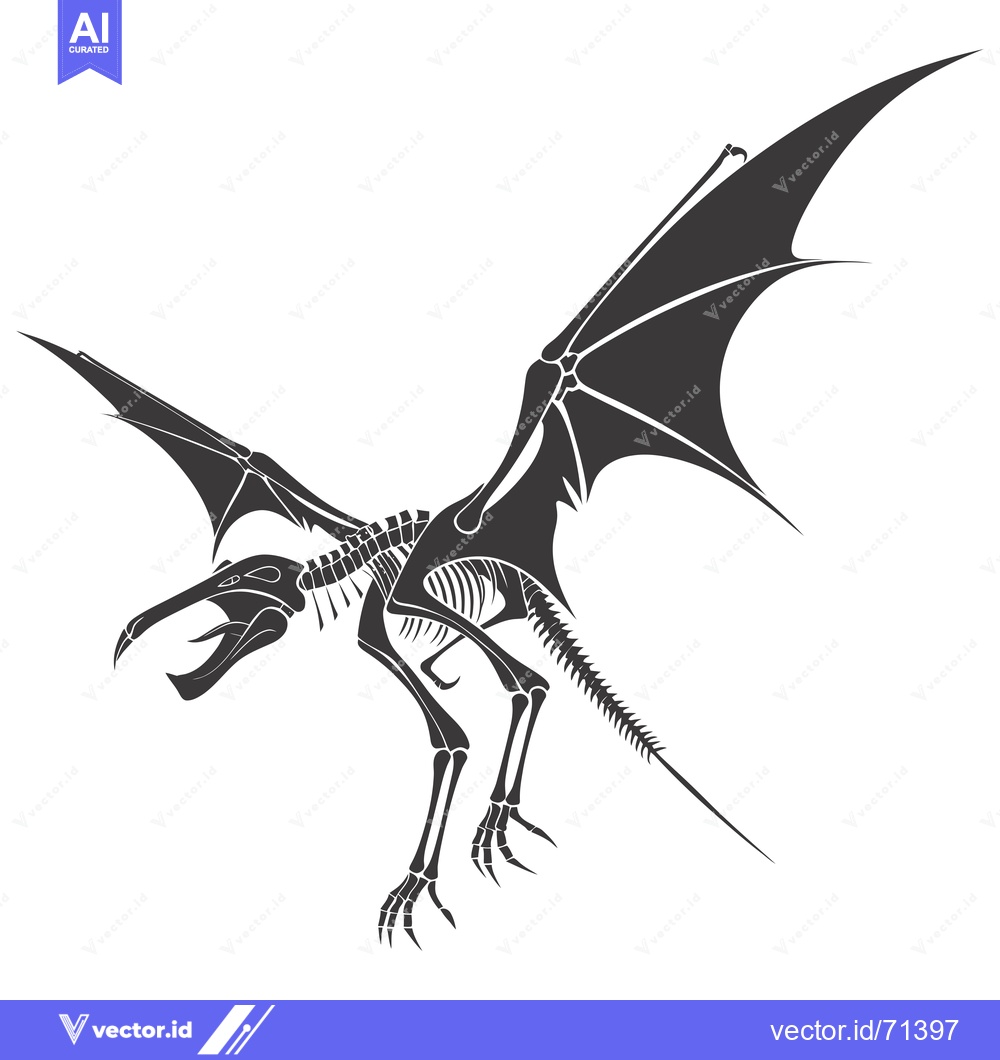 Premium Vector dari Skeletal Dragon with Spread Wings in Flight