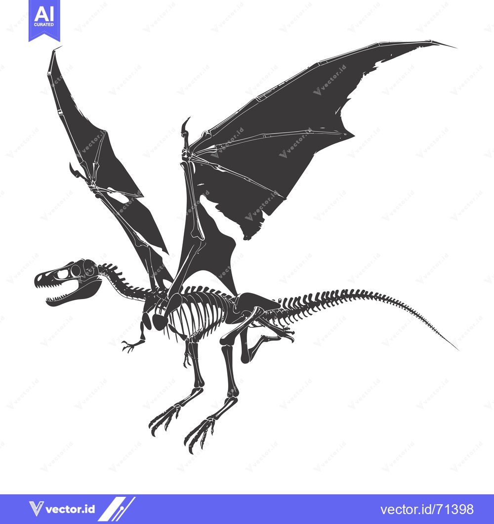 Premium Vector of Skeleton of a Flying Dragon with Spread Wings