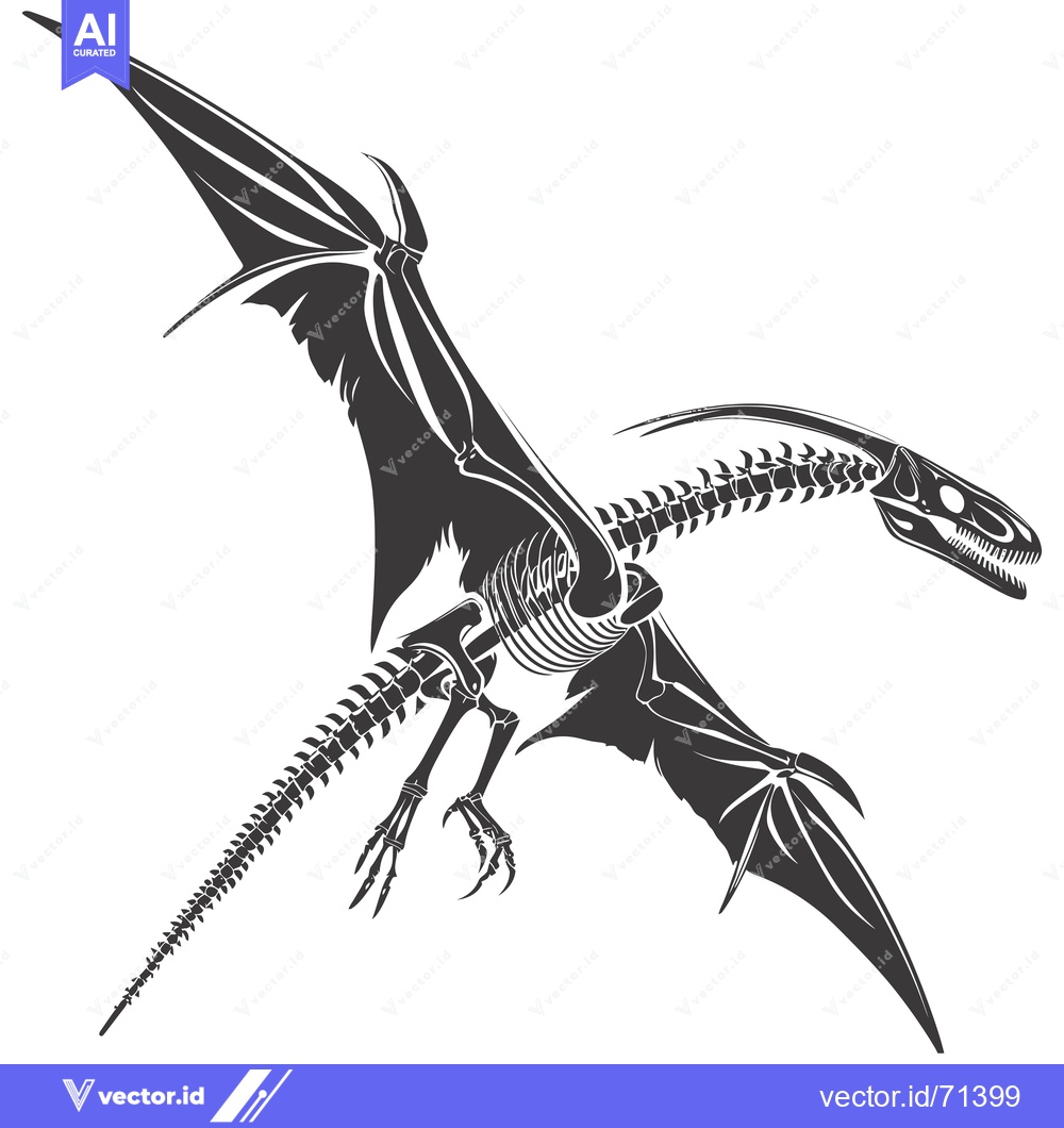 Premium Vector of Skeletal Dragon in Flight with Spread Wings