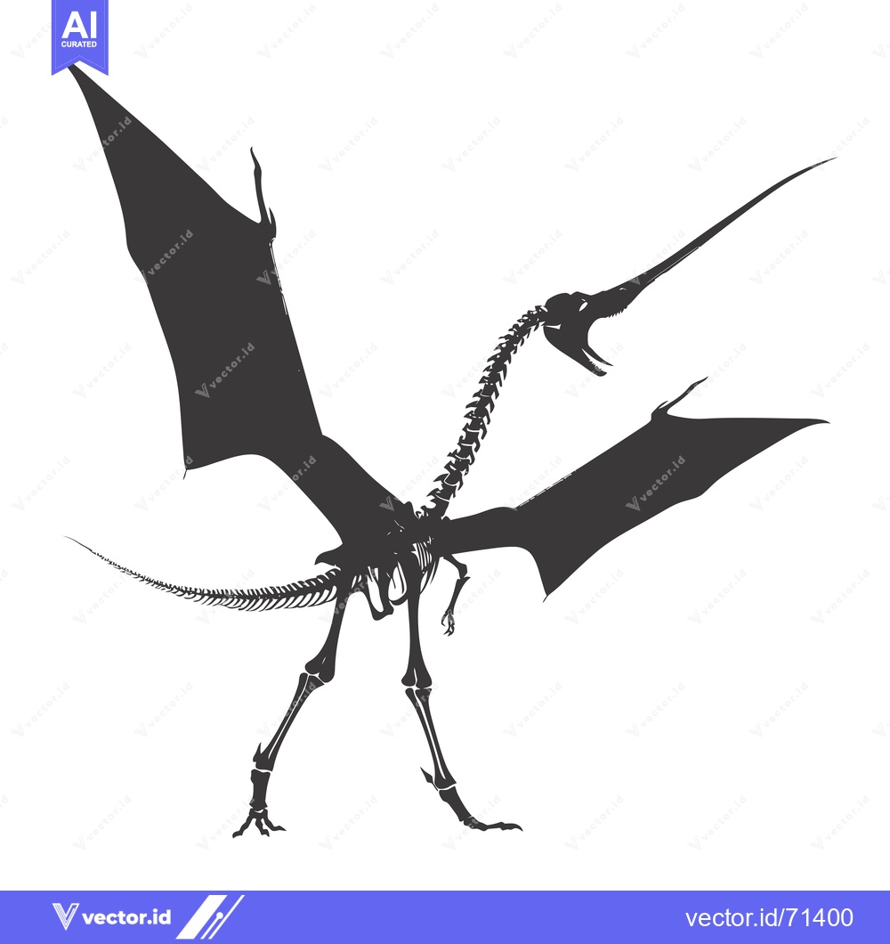 Premium Vector of Skeletal Illustration of a Pterodactyl with Open Wings