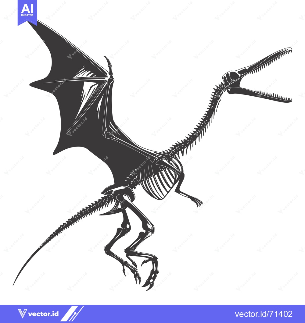 Premium Vector dari A detailed illustration of a Pterodactyl skeleton with wings outstretc