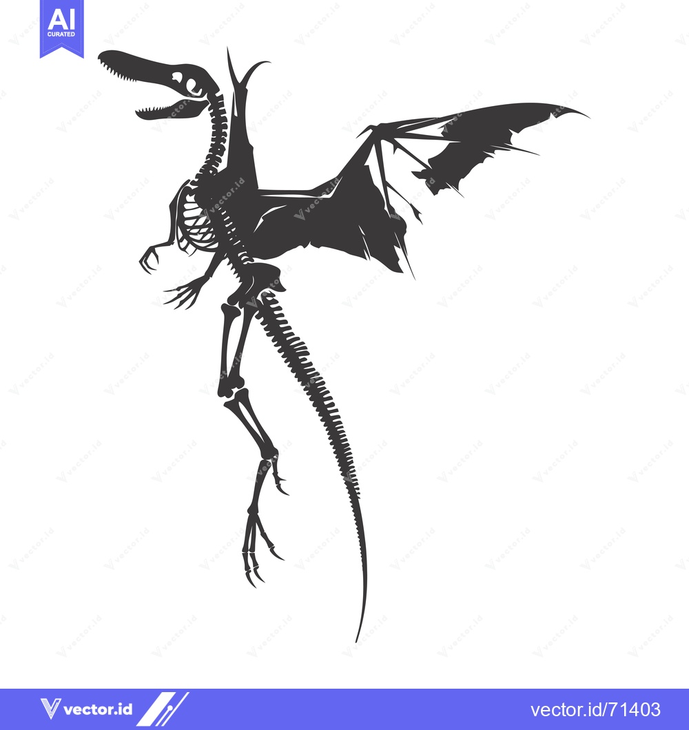 Premium Vector dari Skeletal Illustration of a Flying Dinosaur with Wings